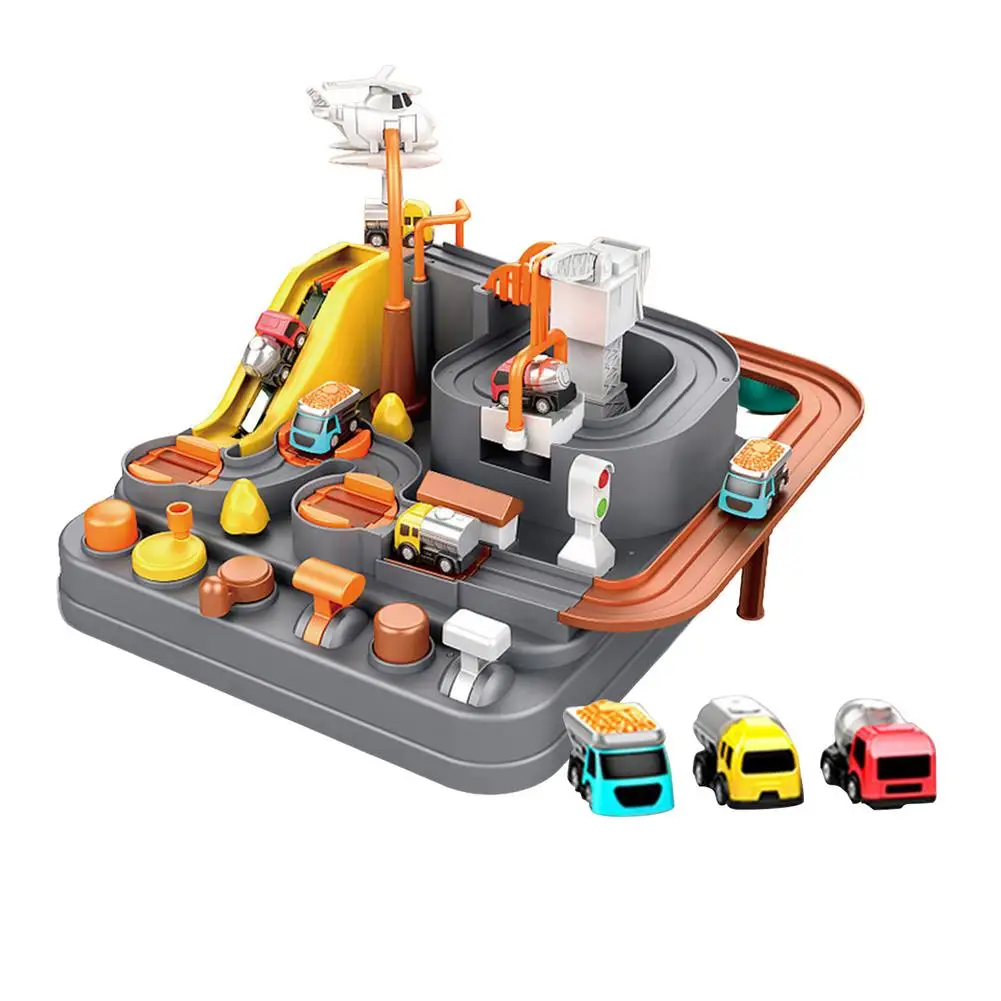 

Racing Rail Car Train Track Toys For Children Montessori Boys Girls Gifts Racing Cars Mechanical Adventure Brain Table Game