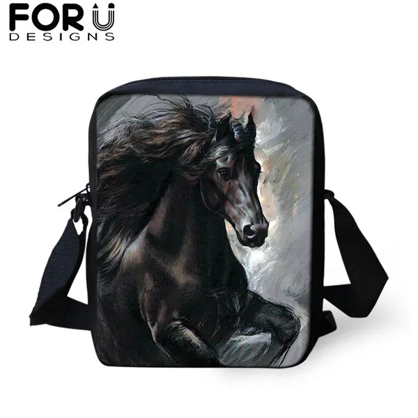FORUDESIGNS/3 шт./компл. школьная сумка для мальчиков и для девочек-подростков; Friesian рюкзаки с рисунком лошади студент красивый вороной конь рюкзак для путешествий - Цвет: CDGX1498E