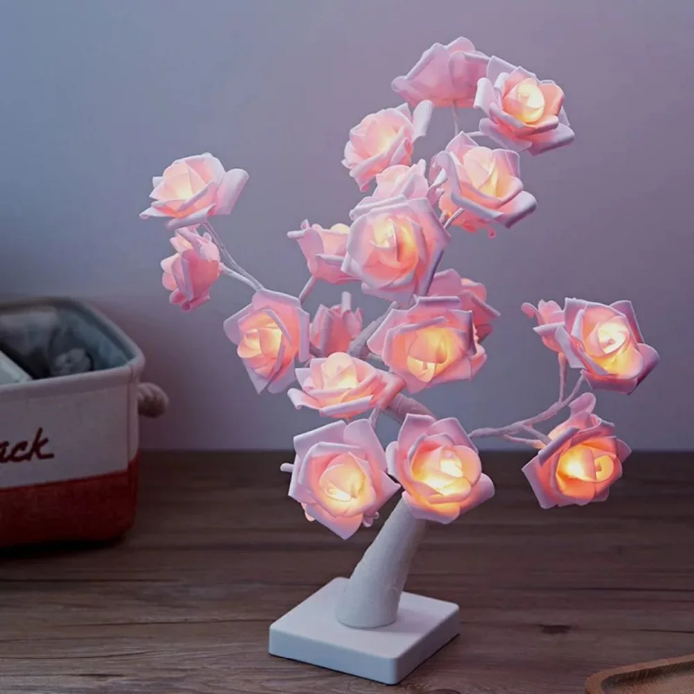 

LED Night Light USB Rose Flower Table Lamp Holiday Gifts Festoon Lamp Kawaii Room Girl Hreative Romantic Party Decoration