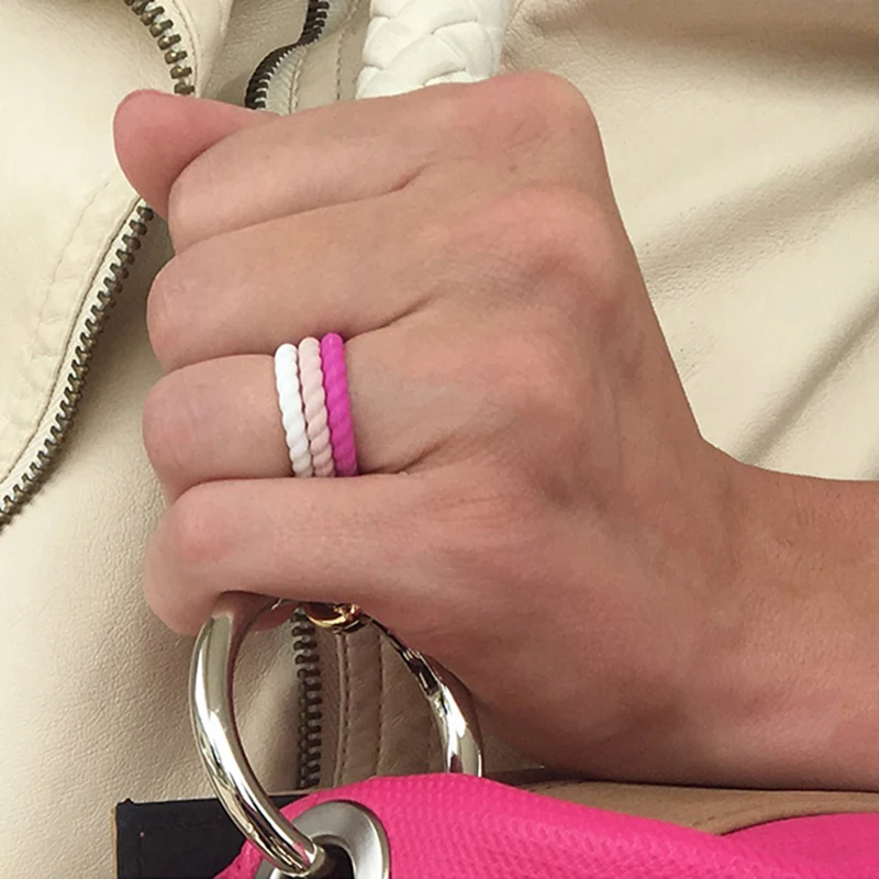 Силиконовое обручальное кольцо для женщин пара конфетных цветов голубой белый