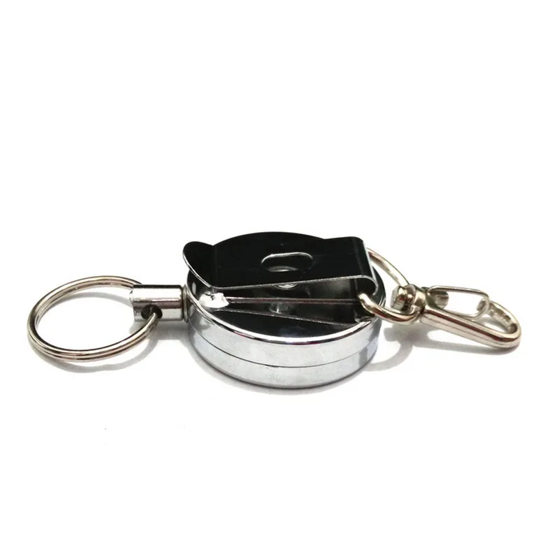 Metal Retractable Pull Key Ring ID Badge Holder Name Tag Card Recoil Reel Belt Clip Gift Office Supplies | Канцтовары для офиса и