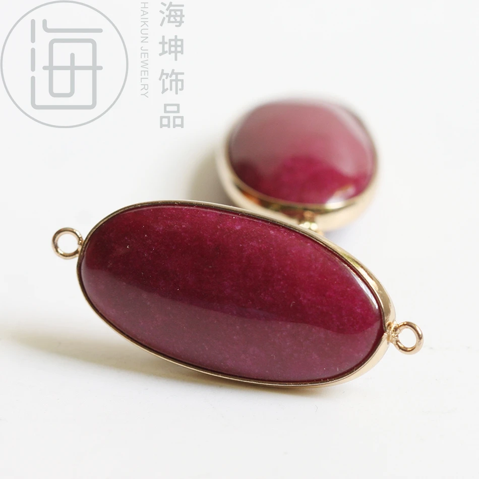 Ремесло поставка камень золотой тон в рамке около овальной 41*19 мм (ZH651 2)|Бусины| |