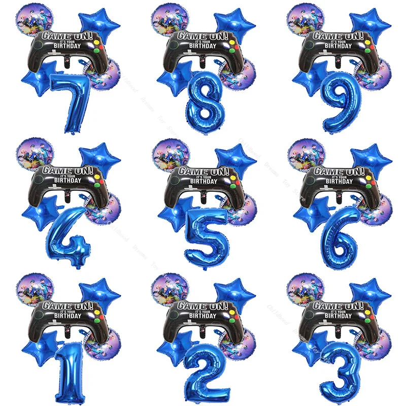 

6pcs/set Fortnite Party Balloons Decoration Game Controller Handle Shape Foil Balloons Birthday Venue Party Decoration Kids Toys