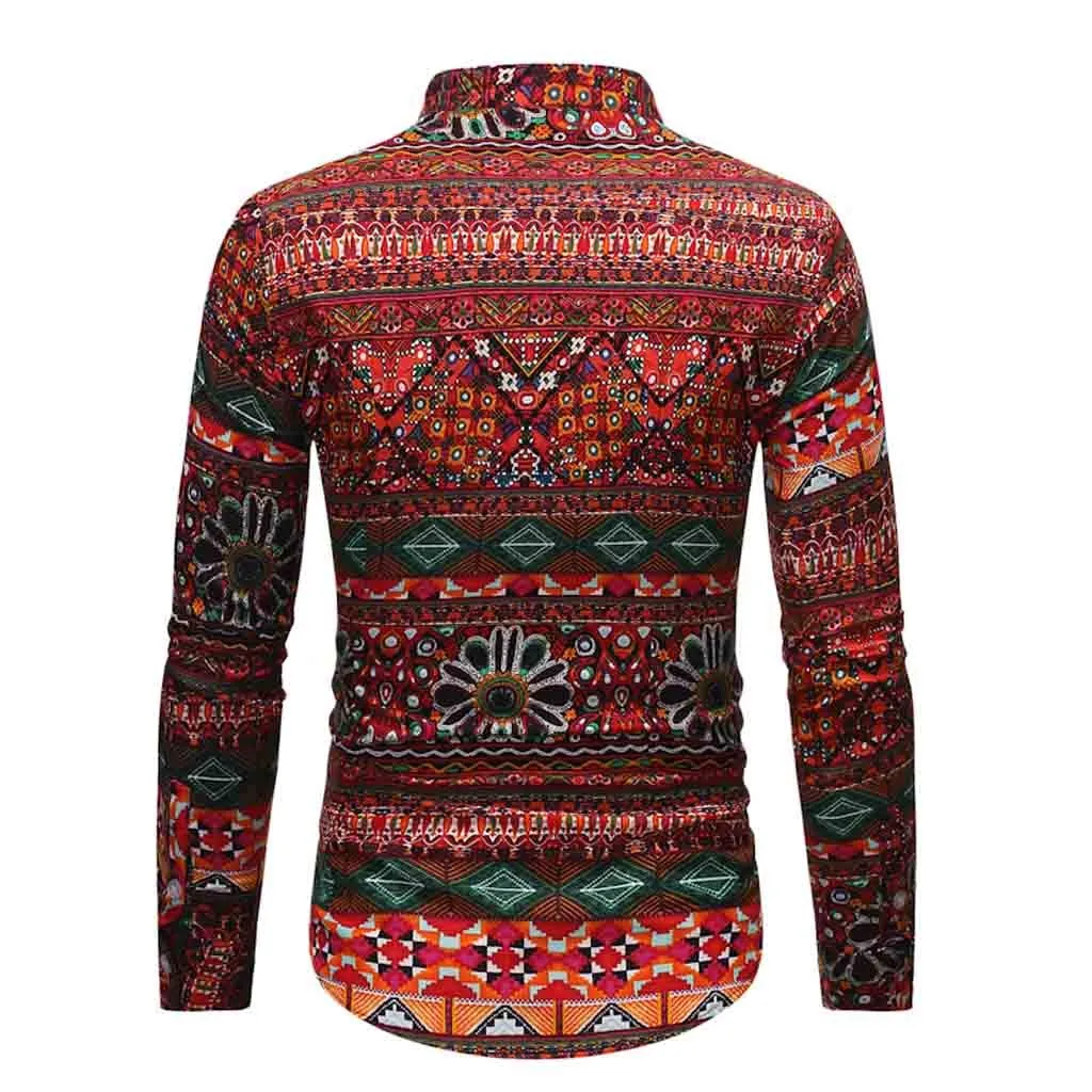 SAGACE 2019 народная Мужская Этническая Повседневная хлопковая гавайская рубашка с