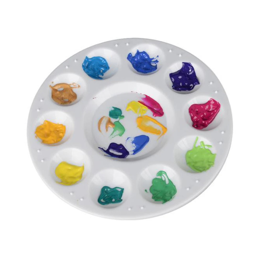 

Children PP Round Home Stationery 10-hole Arts Tools Gift School Supply Painting Palette