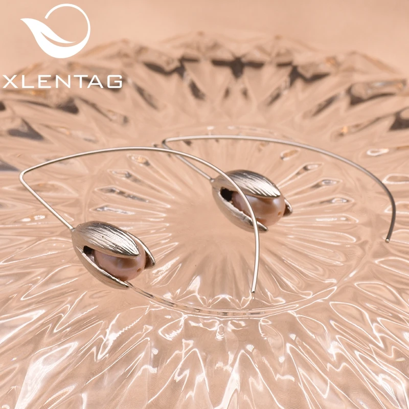 XlentAg натуральные пресноводные розовые жемчужные серьги подвески для дочери