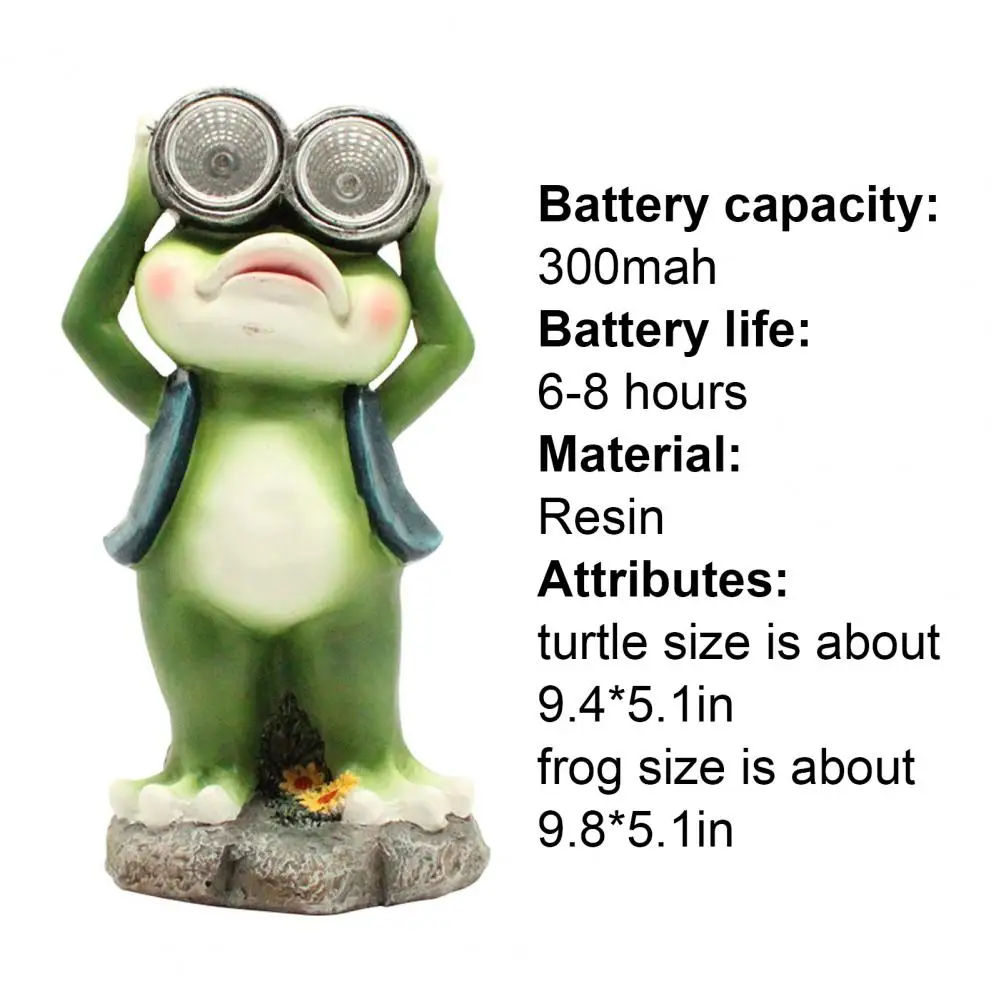

Resin Statue Vivid Weather-proof Portable Solar Powered Frog Tortoise Animal Figurine for Garden