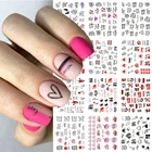 12 шт., наклейки для ногтей с надписью Love, абстрактные Слайдеры для лица для девушек, для маникюра на День святого Валентина, LABN1489-1500 для украшения ногтей