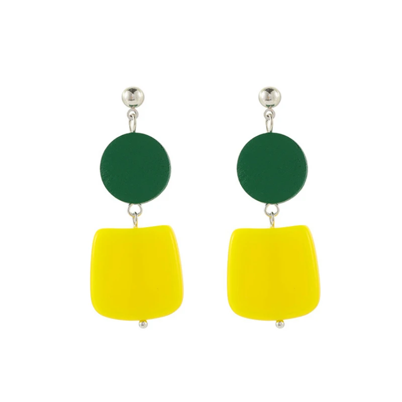 Корейские серьги модные ювелирные изделия популярные цветные деревянные