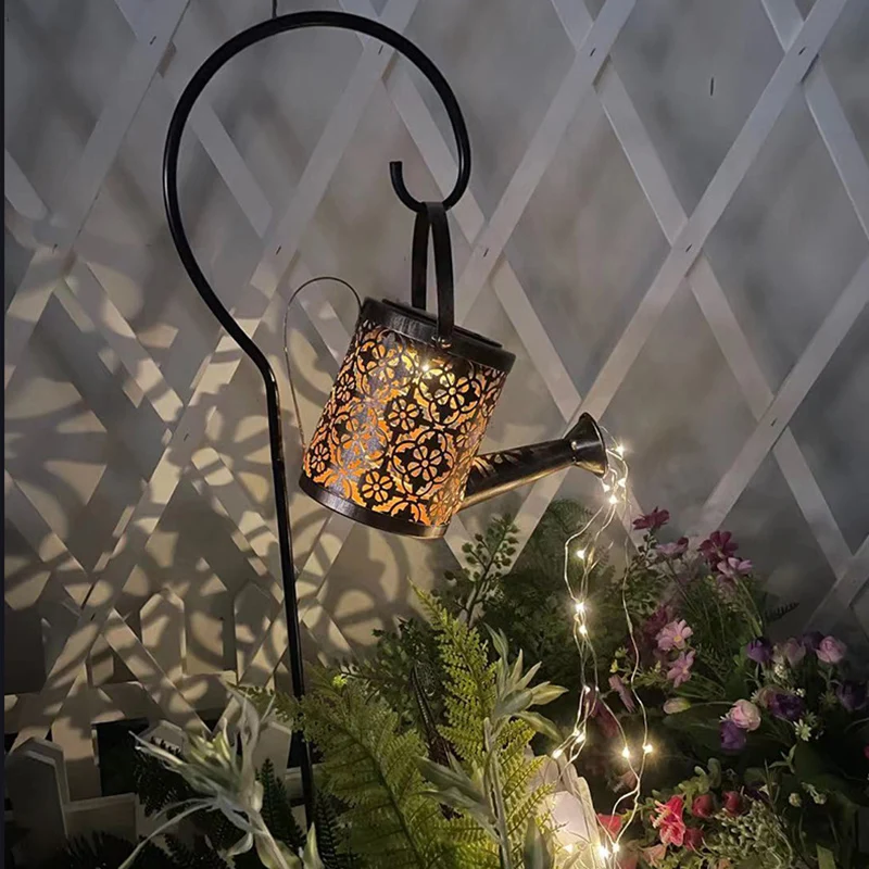 

Fantasy Vintage Garden patio Solar Lights Outdoor Powered IP65 Waterproof Decorative Kettle Art Lamp with Installed Light String