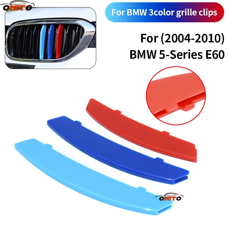 

3-Color Grille Clips Covers Car Front Decoration Stripe Clips Sticker Decal Covers Grille ABS For 5 Series E60 2004-2010