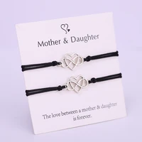 a set mother daughter infinity heart bracelets adjustable rope bracelet women girl fashion jewelry drop shipping