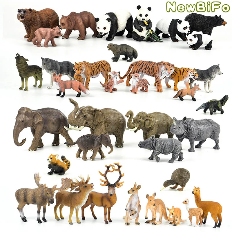 A 40pcs different NewBiFo Дикая жизнь зоопарк ферма фигурки животных фермер заводчик Кукольный дом стабильный наборы лошадь игрушки Детский подарок - Цвет: A 40pcs different