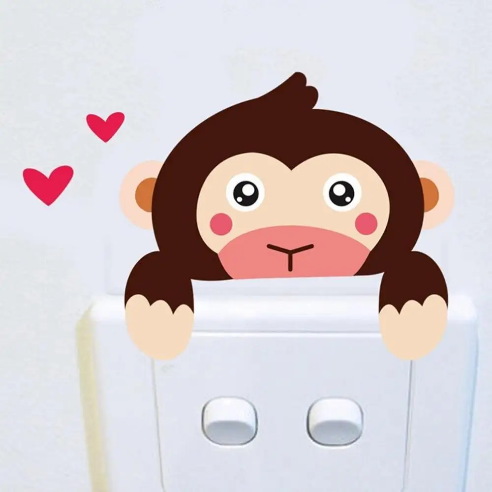 2 шт милый стикер для выключателя с изображением животного кота обезьяны Льва