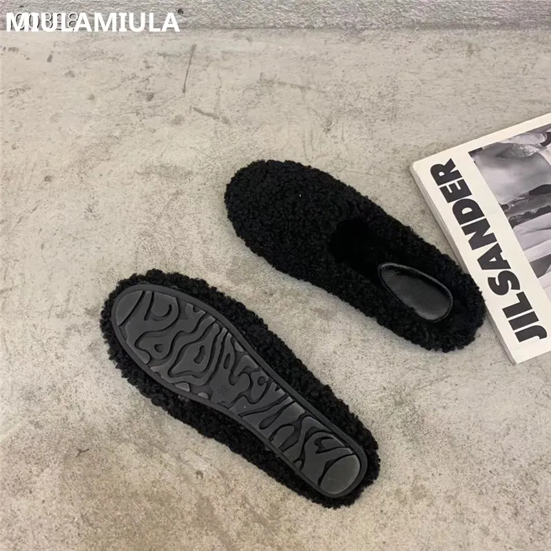 Зимняя Новинка 2020 года Модные меховые шлепанцы на плоской платформе с