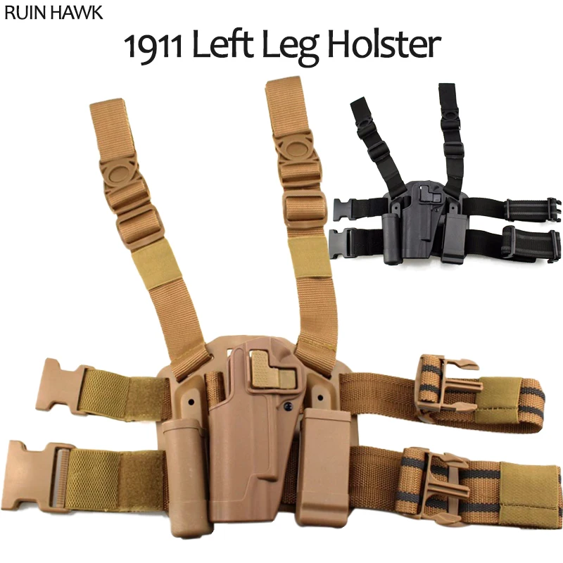 

Тактические охотничьи аксессуары, тактический Чехол для левой руки, 1911 настоящий кобура для ног пистолета, военный чехол для ношения пистол...