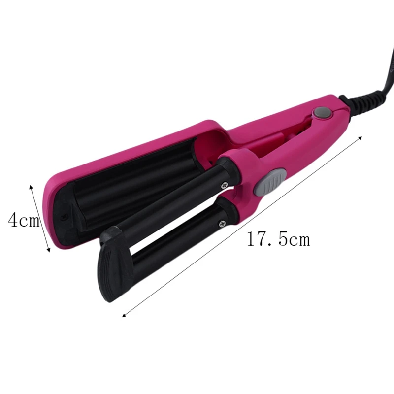 Мини керамические щипцы для завивки волос плойка розового цвета с вилкой