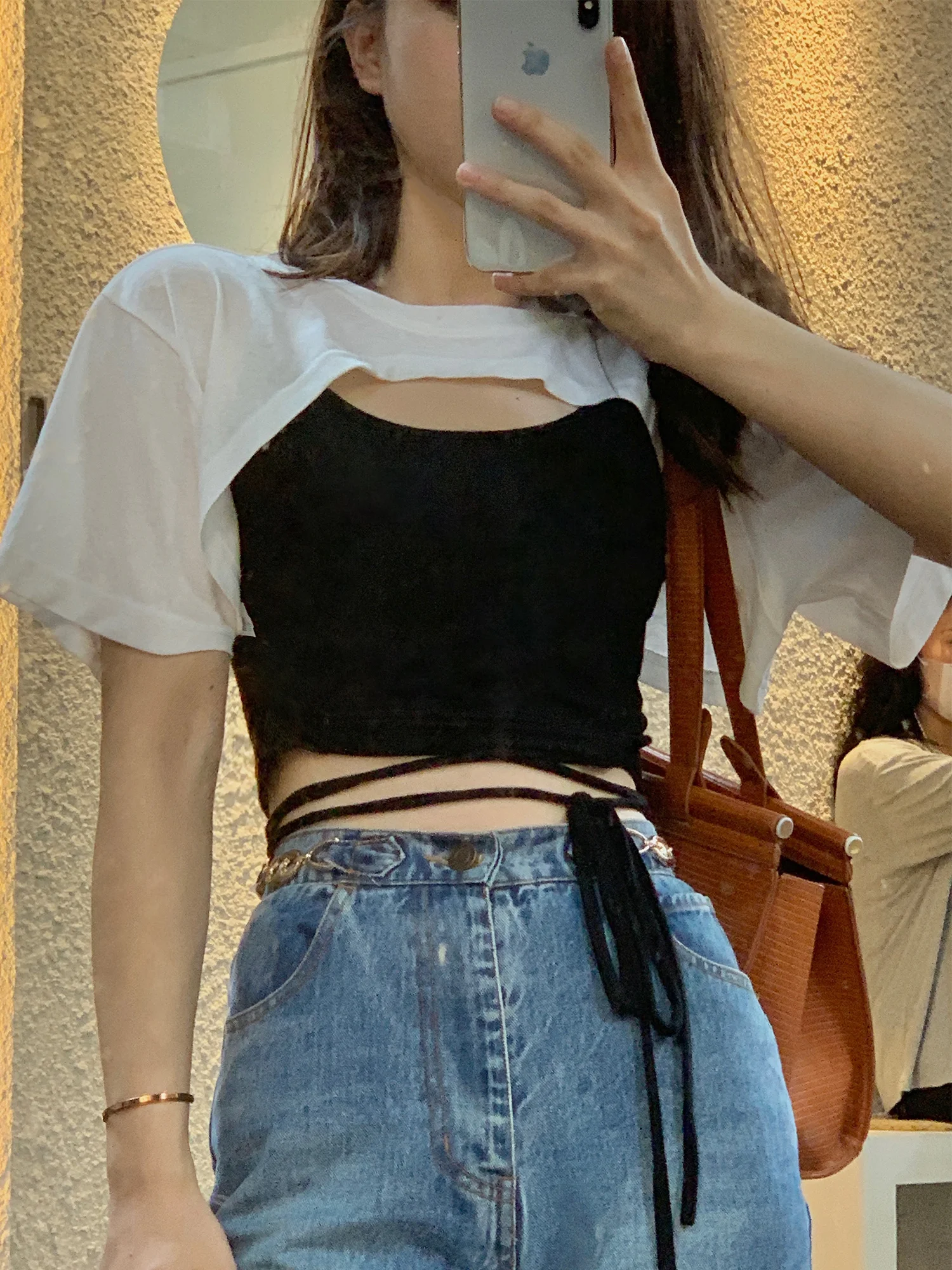 Топ женский на бретелях с раздельными складками | Женская одежда