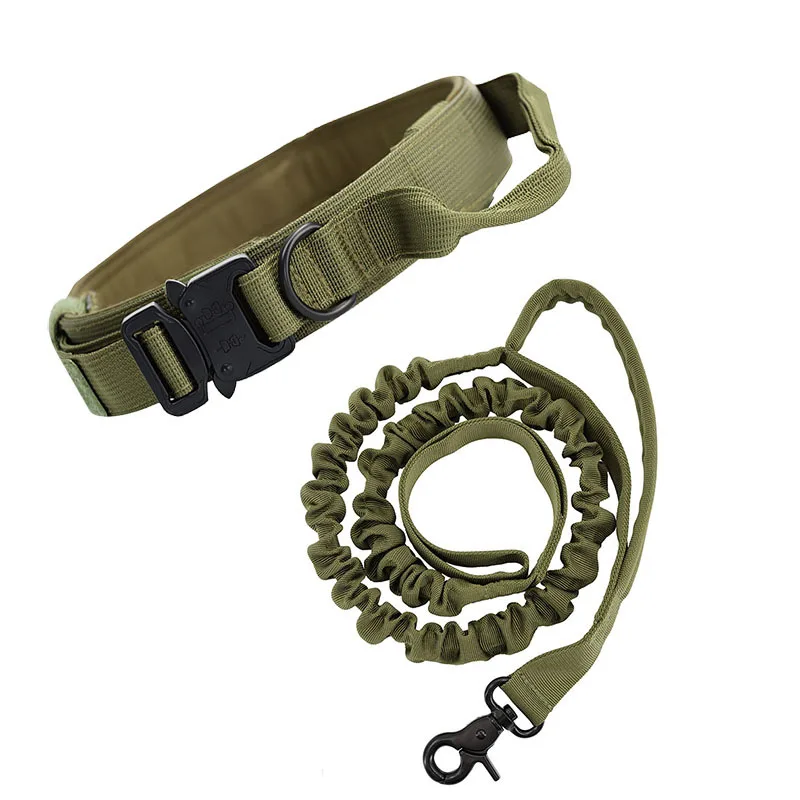 Регулируемый военный тактический собачий ошейник со шлейфом средней длины для