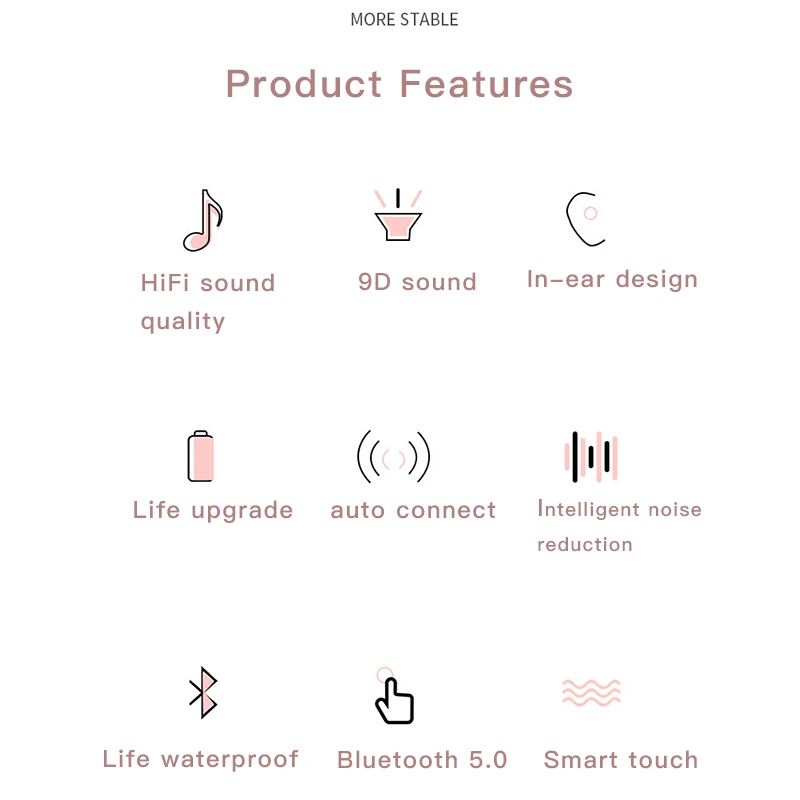 

New F9 Wireless Bluetooth 5.0 Earphone TWS HIFI Mini In-ear Sports Running Headset Support iOS/Android Phones HD Call