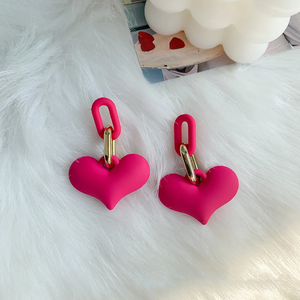 

Женские ажурные серьги-подвески Love Heart, розовые Висячие серьги, подарок на день Святого Валентина