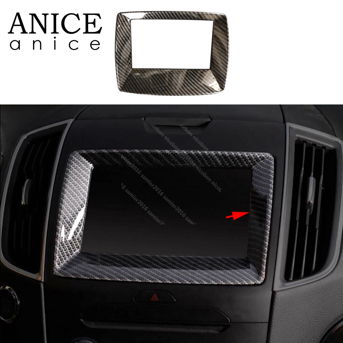 

Carbon Fiber Color Inner Center Navigation frame Cover Fit For Ford Edge 2015-2018