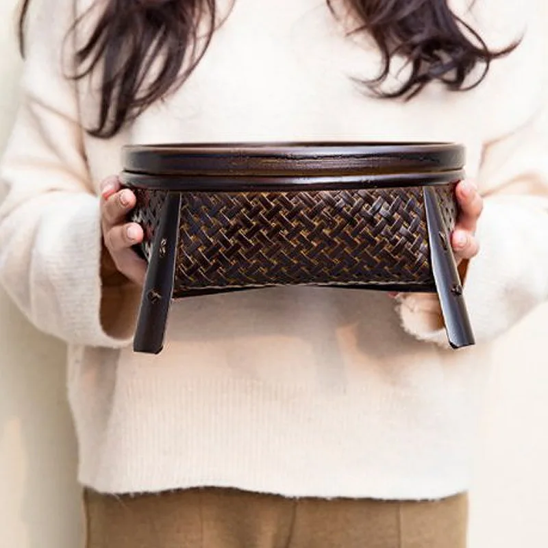 Деревянная бамбуковая корзина для хранения ручной работы в китайском стиле