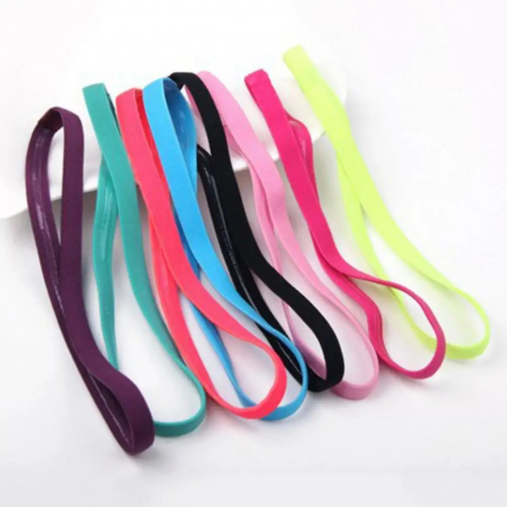 

80%HOT5Pcs Elastic Rope Candy Color Sports Yoga Headband Non-slip Hair Accessories