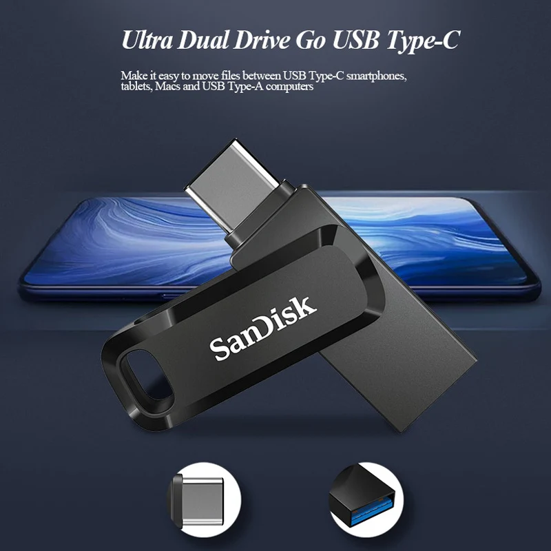 Sandisk SDDDC3 Тип C Ultra Dual OTG USB флэш памяти Drive128GB 64 Гб оперативной 32 встроенной палка USB3.1