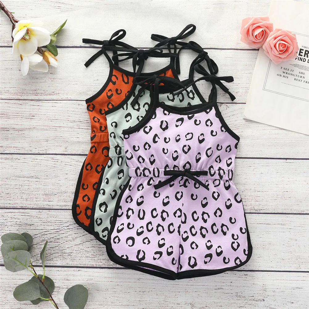 Newborn Baby Girls Camisole Rompers Summer Fashion Cute Sling Sleeveless Leopard One Piece Set For Infant 0-2Y Jumpsuit | Детская одежда