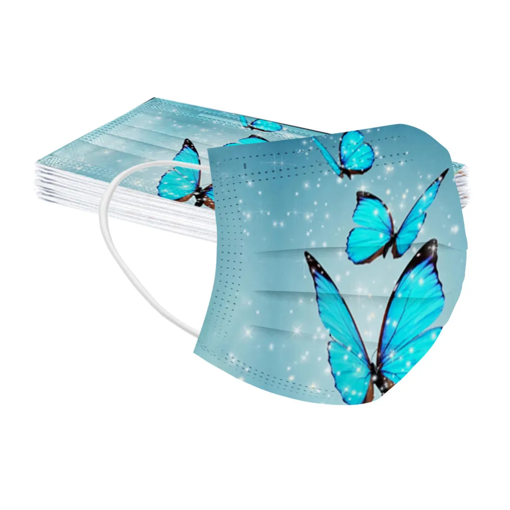 

50pcs Disposable Face Mask Adult Butterfly Mask Starlight Print Disposable Masks Mascarillas Adult Desechable Mask Fast Delivery