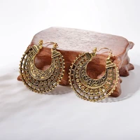 selexia bohemian ethnic style retro hollow carved semi circular fashion alloy pattern earrings fashion earrings for women