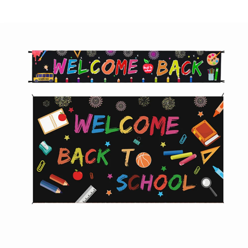 

1 Pc Welcome Back To School Backdrop Classroom Scene Layout Props Back To School Hanging Drop for School Party