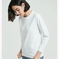 woman cotton t shirt casual solid color long sleeved bottoming shirt t shirt springautumn unisex basic o neck pullover t shirt