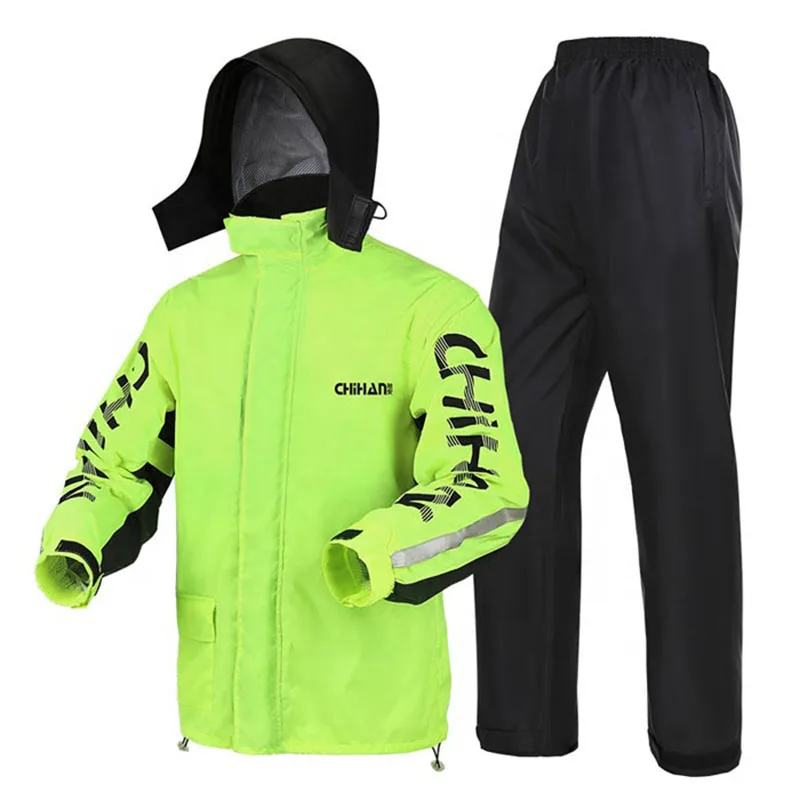 Windproof Motorcycle Raincoat Men Reflective Waterproof Pants Outdoor Fishing Rain Suit Adult Split Lightweight Riding Rainwear