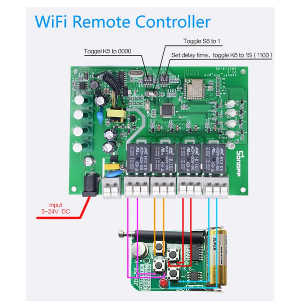 SONOFF 4CH Pro R2 беспроводной многоканальный WIFI переключатель для умного дома модуль