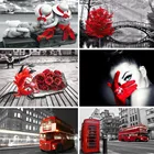 5D алмазная живопись сделай сам, черно-белая красная серия, женщина, роза, машина, пейзаж, полная квадратная круглая Алмазная вышивка, мозаика, домашний декор