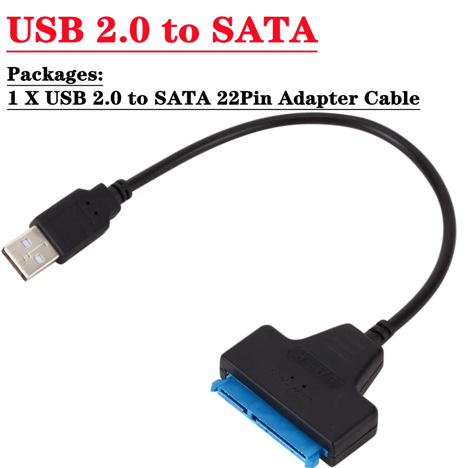 Кабель-переходник USB2.0 на SATA 22pin кабель-конвертер линия для подключения HDD SSD