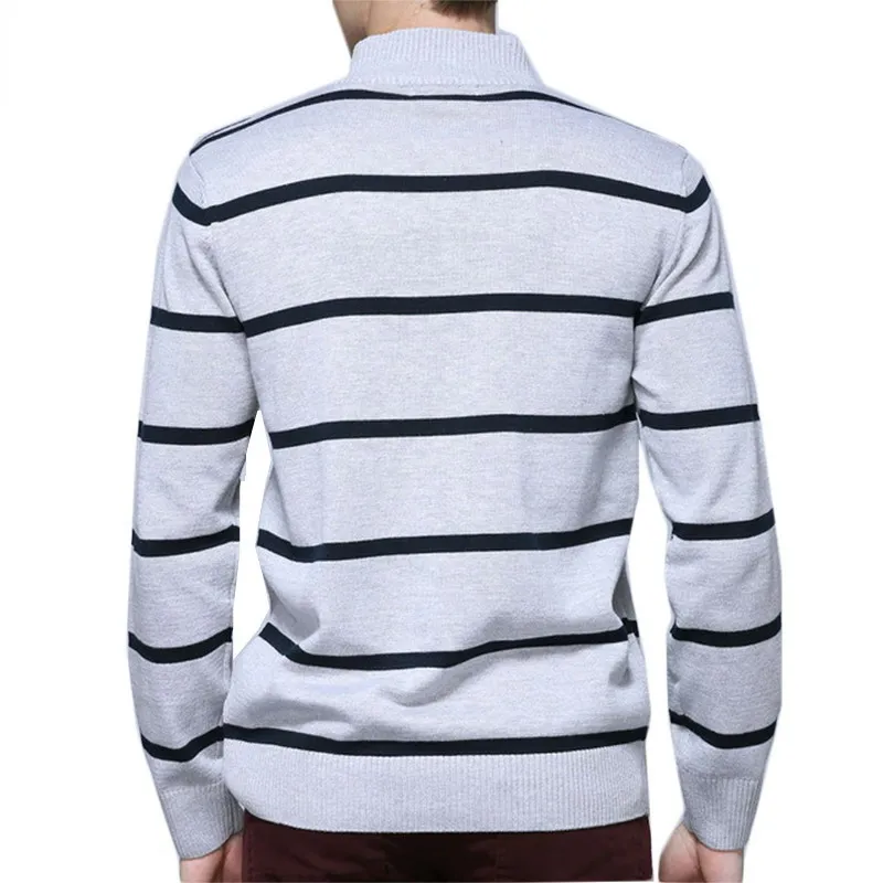 autumn winter new polo logo mens striped sweaters coat pullovers male thick sweaters stand collar slim fit knitted pullover 3xl free global shipping