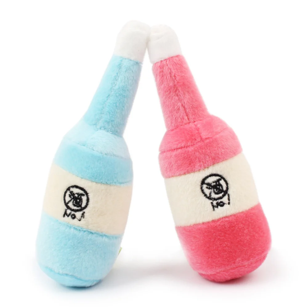 Dog Chew Toy Sound Plush Pet Puppy Toys Squeaky Bottle Shape Soft Pets Bite Chewing (Red) | Дом и сад