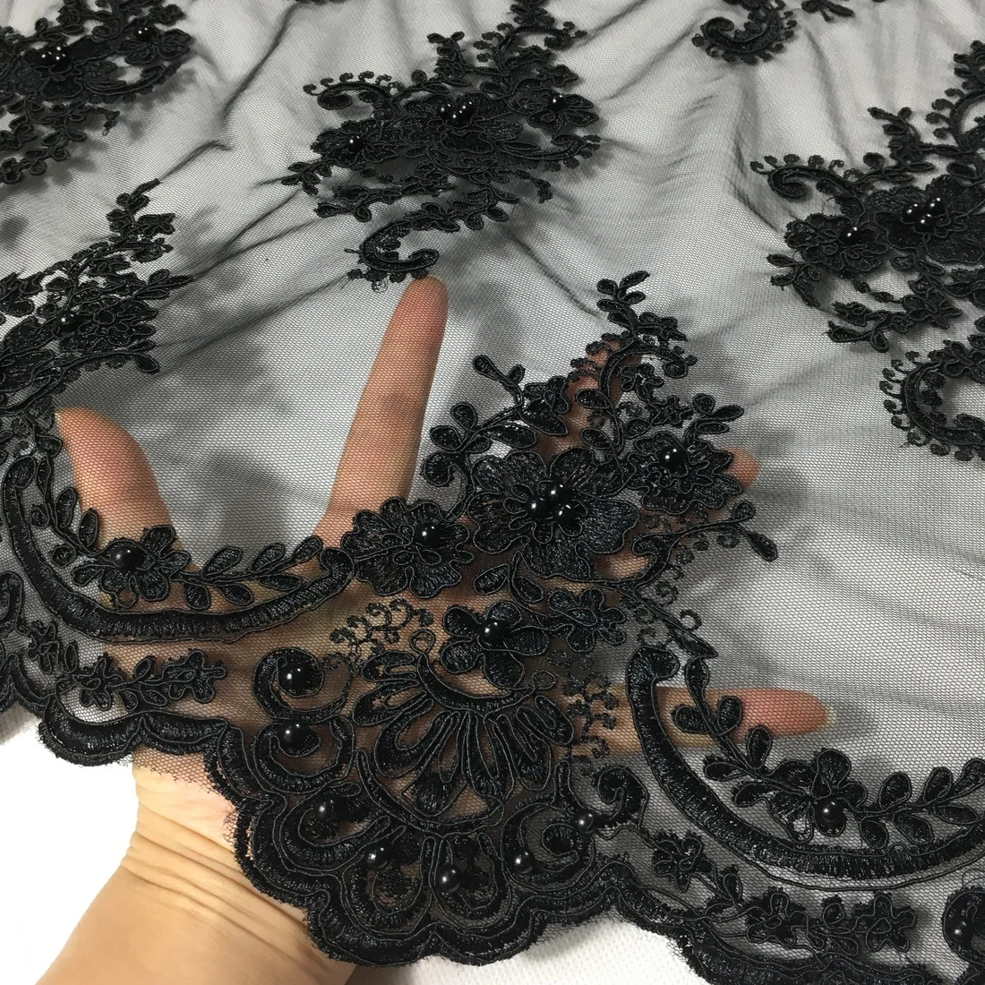 Африканская кружевная ткань с бисером 2020 Высококачественная Белая французская