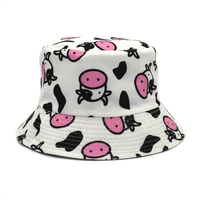 bucket hat cow women men white reversible summer sun beach uv protection breathable cap outdoor holiday accessory