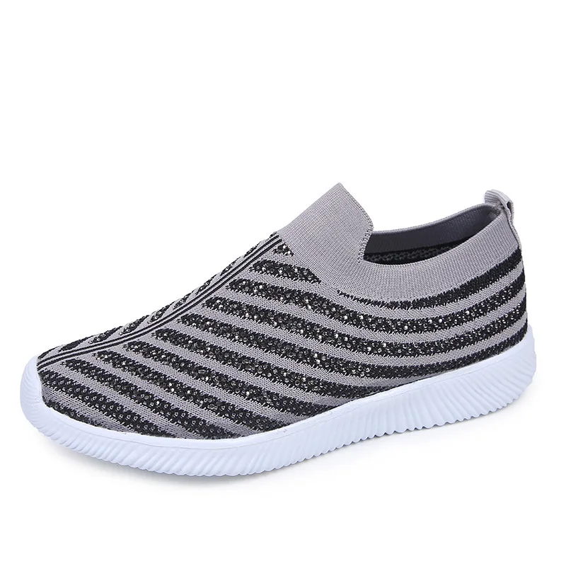 

The New Listing Leisure Women Flats Slip On Air Mesh Crystal Fashion Casual Women's Spring Shoes 3 Color Available Plus Size 43