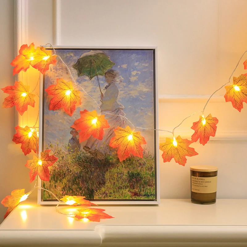 

30Lights Autumn Maple Leaves Lights 4.5M Battery Garland String Lights Fairy Lamp Thanksgiving Party House Lamp Decoration Gift