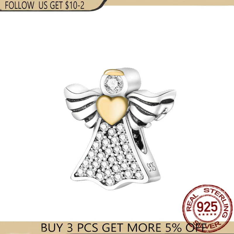 NEW 100% Real 925 Sterling Silver Love Angel Charms Beads Fit Original Pandora Fashion Jewellry For Women Party Gift