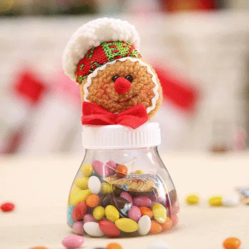

Lovely Transparent Christmas Plush Candy Jar Plastic Creative Ornaments Gift Box Storage