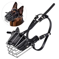 hot sales pet dog mouth breathable adjustable anti bite metal muzzle protection cover breathable anti bark training products