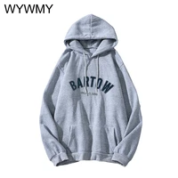 wywmy hoodies women pullover bartow letter printed aesthetic loose hooded sweatshirt harajuku women clothing casual streetwear