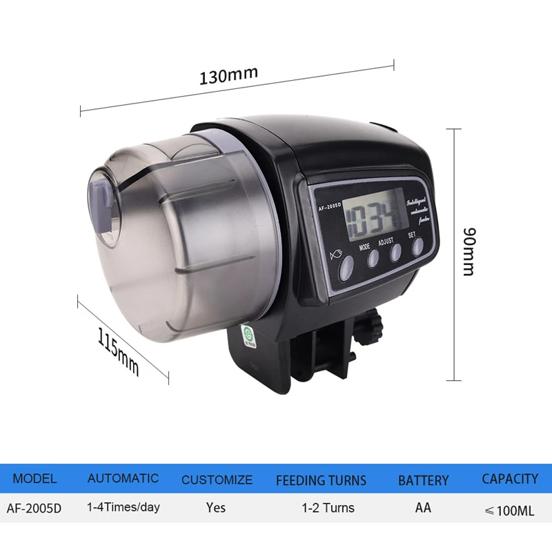 

1 Pcs 100 Ml Battery-operated Automatic Feeding Fish Tank Feeding Travel Outside Aquarium Daily Automatic Feeding Worry Free