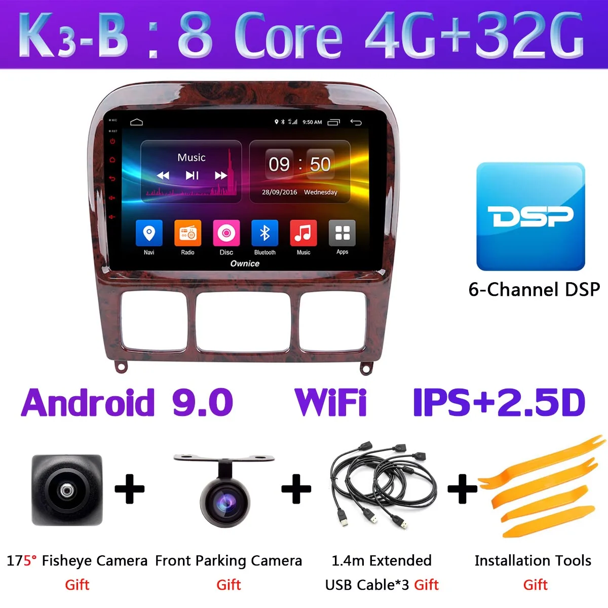 360 ° камера 4G LTE Android 9,0 4G+ 64G gps радио CarPlay SPDIF DSP Автомобильный мультимедийный плеер для Mercedes Benz S CL Class W220 W215 - Цвет: K3-B